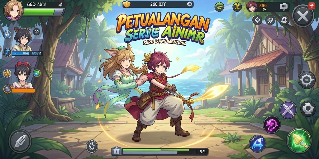 Tampilan gameplay anime yang menakjubkan dan interaktif.