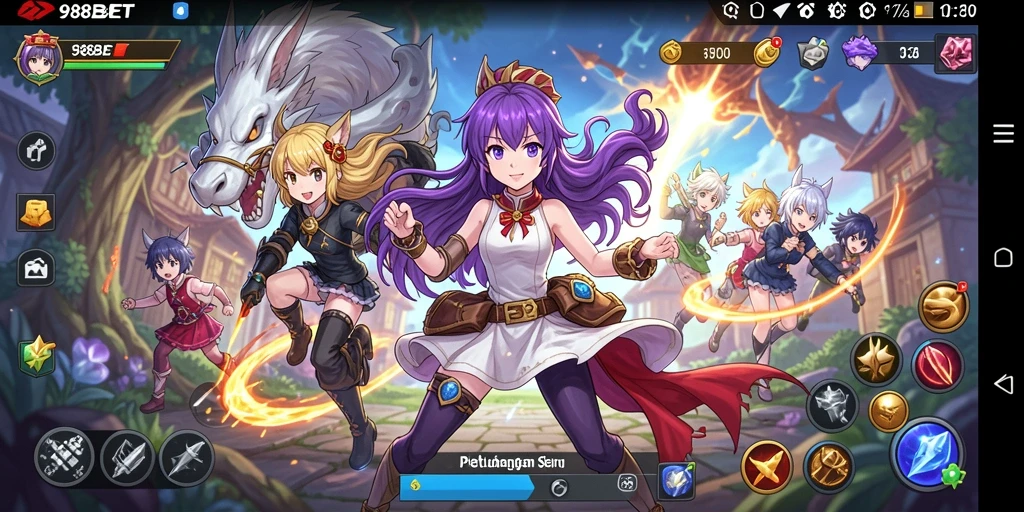 Screenshot gameplay 988BET menampilkan karakter Anime yang beraksi.