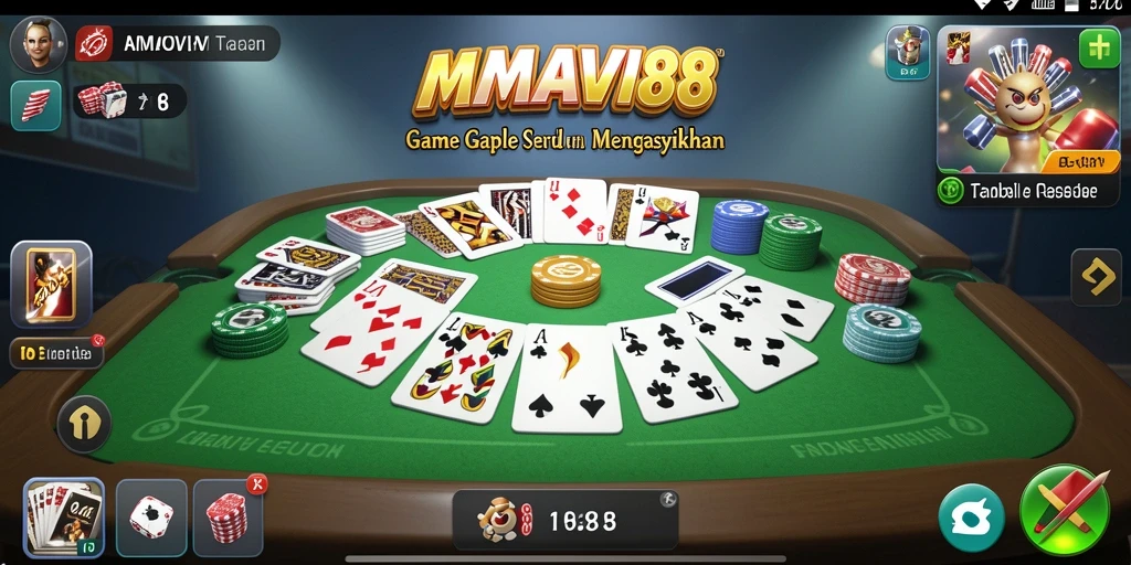 Screenshot gameplay AMAVI88 yang menampilkan suasana permainan Gaple.