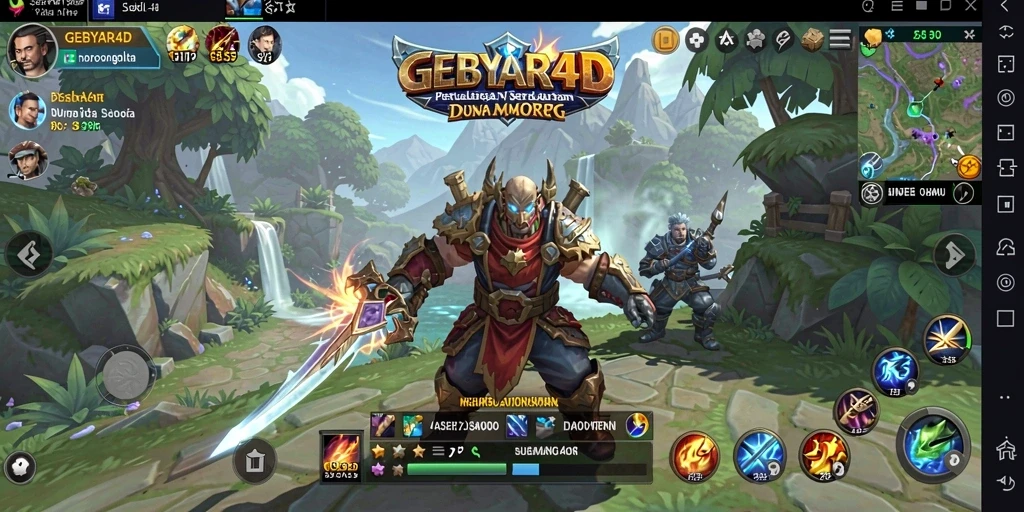 Tangkapan layar gameplay GEBYAR4D yang penuh aksi di dunia MMORPG.