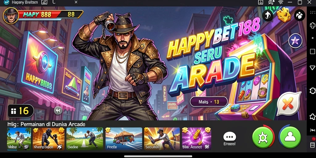 Screenshot utama <strong>HAPPYBET188</strong> menampilkan aksi gameplay Arcade yang dinamis dan intens.