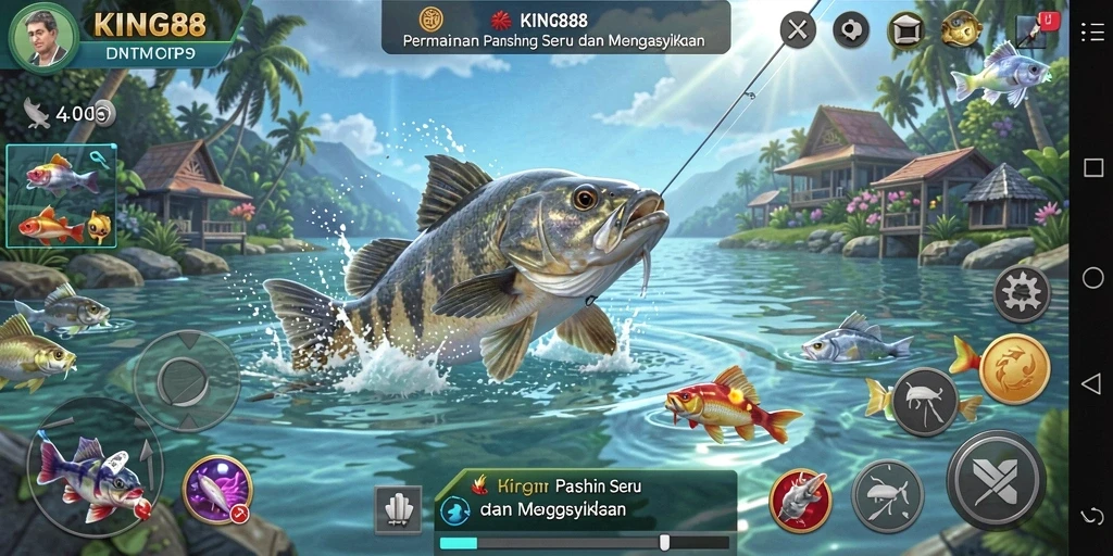 Gameplay KING88 yang mengasyikkan dengan aksi memancing menakjubkan.