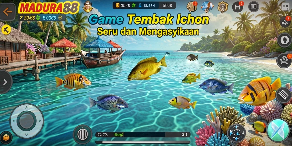 Tampilan screenshot utama MADURA88 menampilkan gameplay Tembak Ikan yang menarik.
