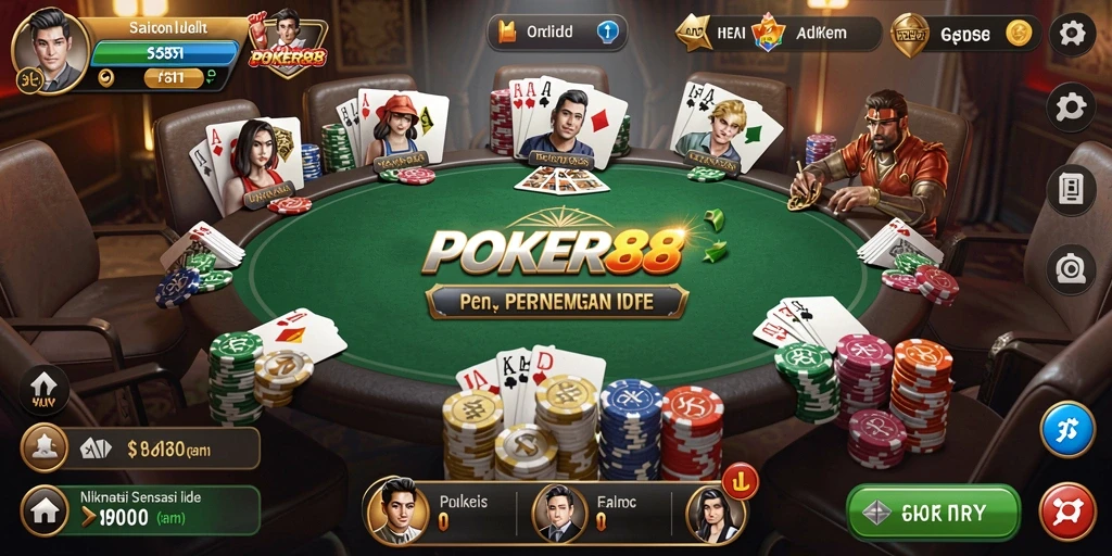 Tampilan gameplay POKER88 yang menarik dengan suasana santai.
