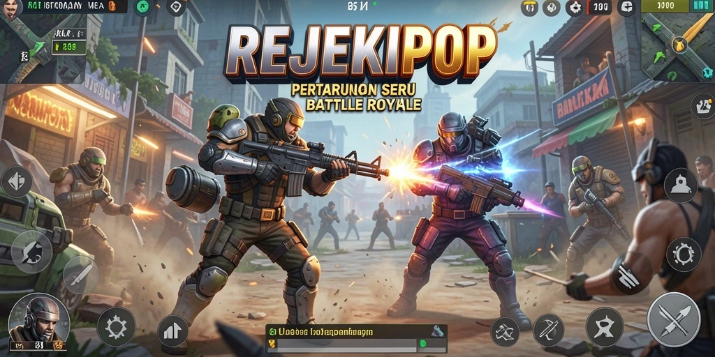 Screenshot menunjukkan pertempuran intens dalam REJEKIPOP.