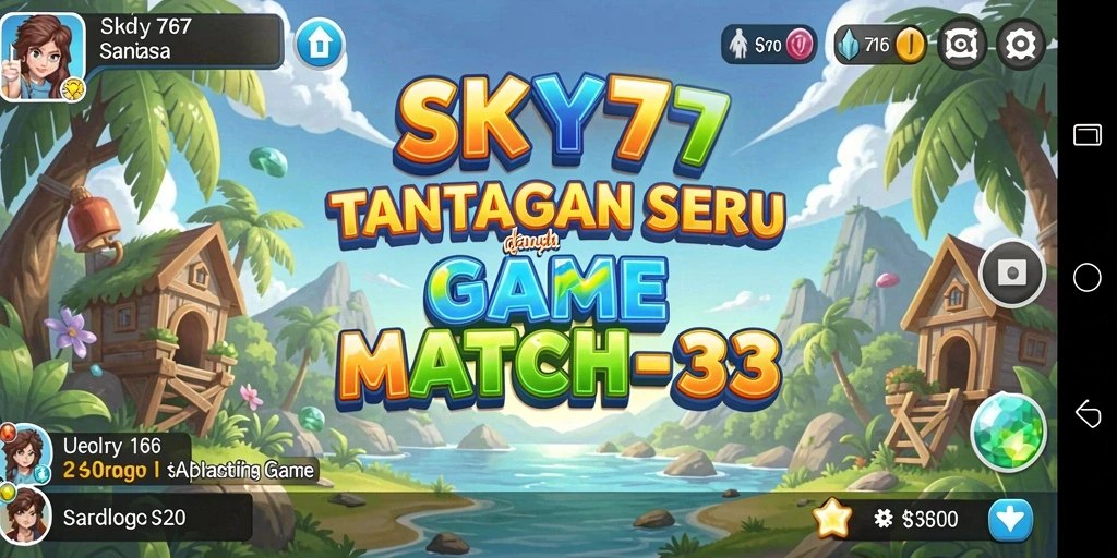 Tampilan gameplay seru di SKY77 dengan elemen Match-3.