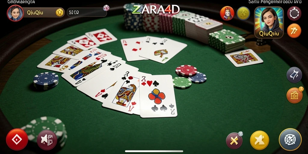 Screenshot ZARA4D menampilkan momen seru dalam permainan QiuQiu.