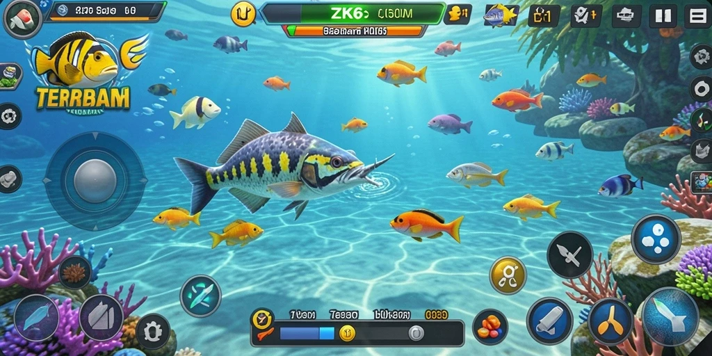 Tampilan gameplay menegangkan dalam ZK6 saat berburu ikan.