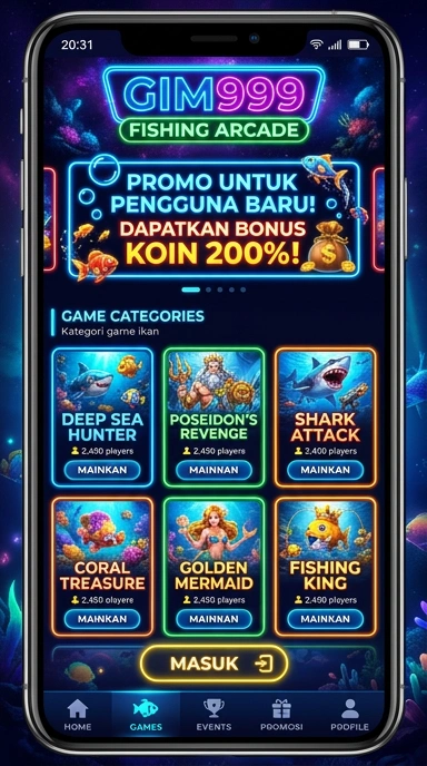 Tampilan utama aplikasi gim999 yang user-friendly.